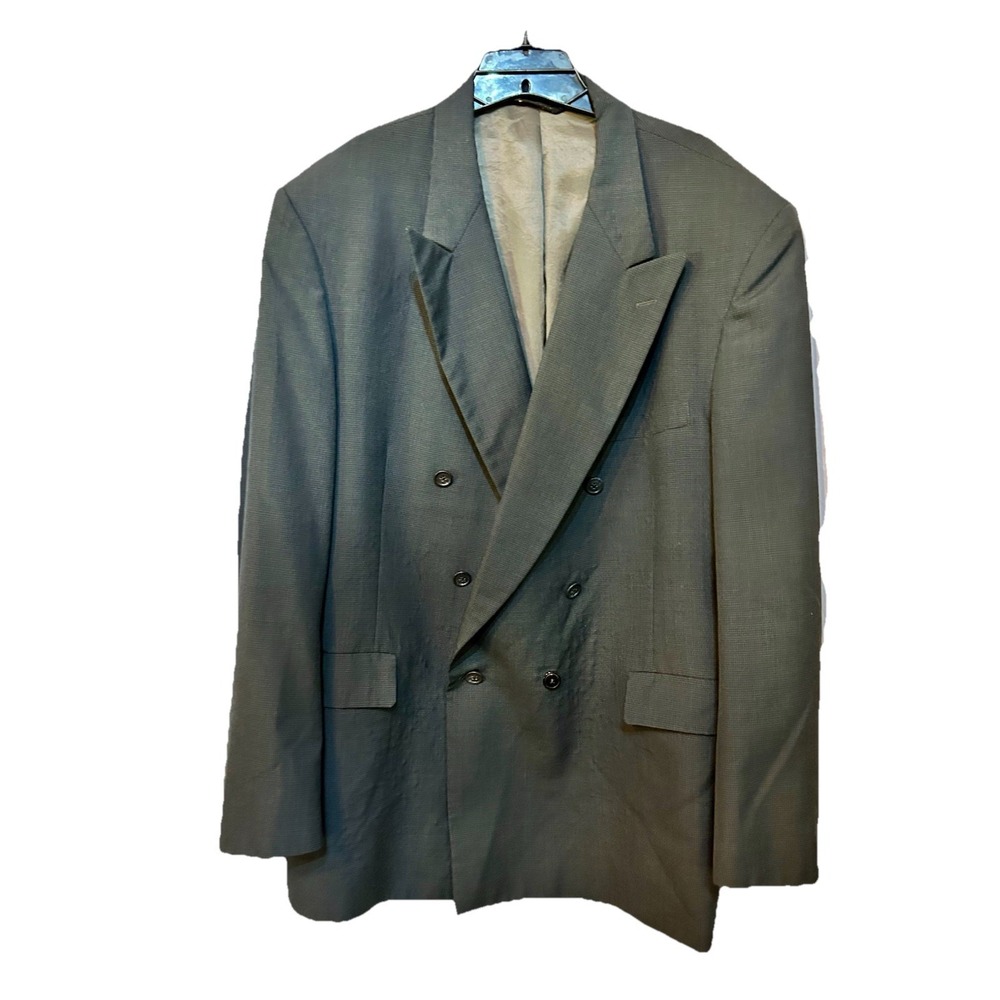 MEETING STREET Blazer Men's‎ Size 46 L Navy Herringbone Wool Double Breasted